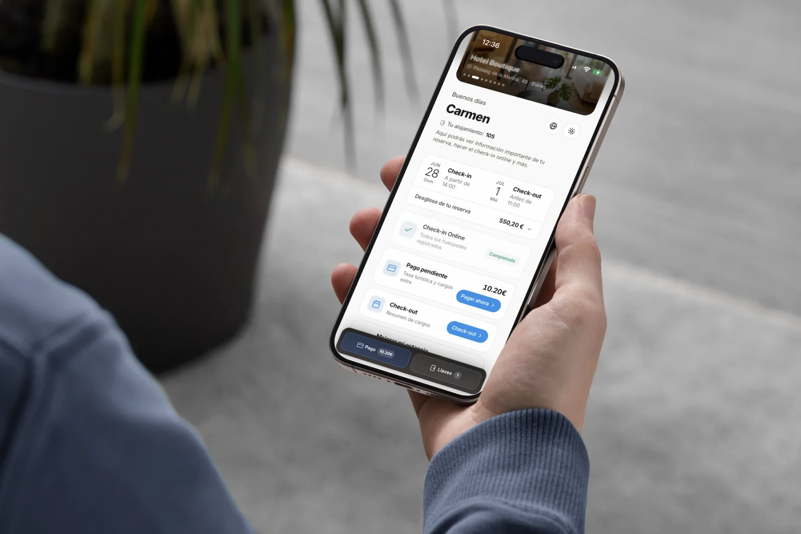 WebApp del huésped de Hotelgest 4.0 en un móvil